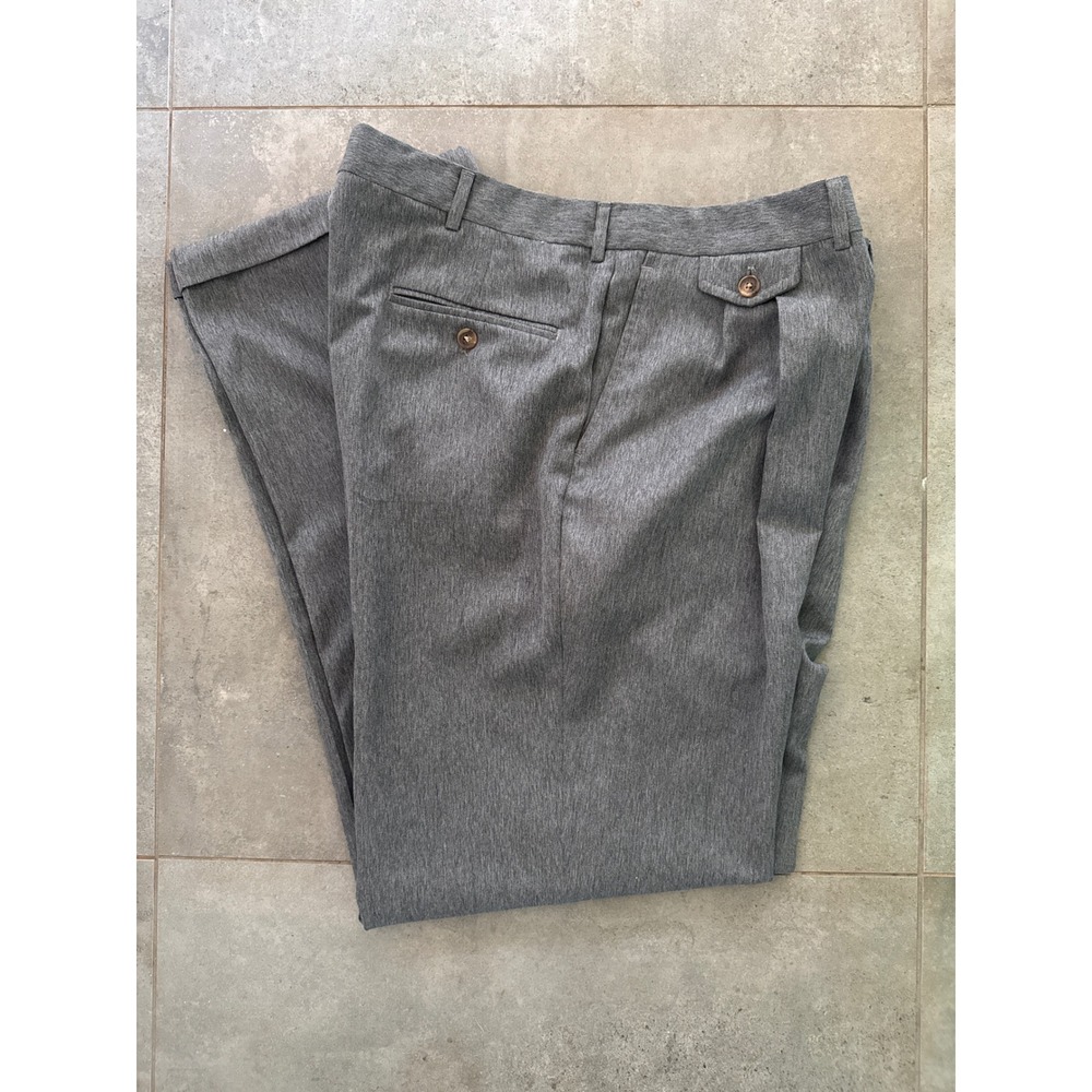 Orvis 38X34 Pleated Dress Pants Mens Gray Excellent Cuffed Microfiber USA Made‎